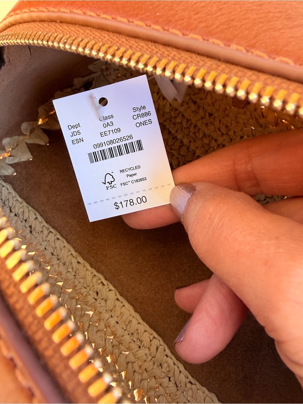 J Crew Delphine handknotted shoulder bag in straw and leather #OA1 - Picture 5 of 17